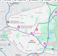 west bromwich oldbury roofers map